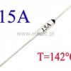 Bezpiecznik termiczny 15A; 142°C; axialny; THT