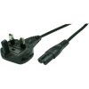 Power cord, UK, plug type G, angled on C7 socket, straight, H05VVH2-F2x0.75 mm², black, 1.8 m, BS13/3KS-H05VVH2F2X075-C7/1,80M S