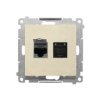 SIMON 55 Gniazdo komputerowe podwójne RJ45 kat. 6 ekranowane z przesłoną szampański mat T62E.01/144 KONTAKT SIMON
