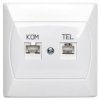 Akcent Gniazdo Teleinformatyczne Rj45 + Rj11 Białe Gpkt-A/F/00