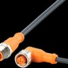 Sensor actuator cable, M12 cable plug, straight, A to M12 cable socket, angled, A, 5 pole/4 pole, 1.5 m, PUR, black, 4 A, EVC110