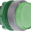 Pushbutton, for universal LED, illuminable, waistband round, green, front ring light gray, mounting Ø 22 mm, ZB5AW133C0