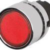 Pushbutton switch, illuminable, latching, waistband round, red, front ring silver, mounting Ø 22.3 mm, 46-2234.31E0.000