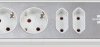 1153590620 Corner socket strip, 6-way, 2x USB, 2 m, silver/white