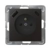 IMPRESJA Gniazdo pojedyncze z uziemieniem z przesłonami z ładowarką USB A+C 230 V antracyt GP-1YZPUSBAC/m/50 OSPEL
