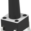 Short-stroke pushbutton, 1 Form A (N/O), 50 mA/24 VDC, unlit , actuator (black, L 9.4 mm), 1.56 N, THT, 2-1825910-7