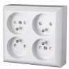Gniazdo poczwórne, czterokrotne natynkowe z uziemieniem, IP20, białe, GAO 20457