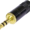 3.5 mm jack plug, 3 pole (stereo), solder connection, metal, NYS231BG