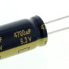 Kondensator 4700μF 6.3V dc Radialny, Otwór przelotowy Panasonic roztaw: 5mm 12.5 (Dia.) x 30mm