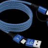 SMRTER_MAGNETO_ULT_BL Sync and charging cable, USB-A/C -> C/lightning, 1.0 m, blue