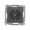 Simon 55 Gniazdo Schuko z przesłonami (moduł) 16 A, 250 V~, szybkozłącza Grafitowy mat TGSZ1CZ.01/116