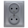 VENA Gniazdo podwójne z uziemieniem kompletne aluminium 514036 KOS