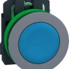 Pushbutton, unlabeled, unlit, groping, 1 Form A (N/O), waistband round, blue, front ring light gray, mounting Ø 30.5 mm, XB5FA61
