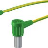 POAG connection cable with (POAG socket, spring-loaded, angled) to (POAG socket, spring-loaded, angled), 1 m, green/yellow, PVC,
