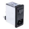 Gniazdo zasilające IEC z filtrem przeciwzakłóceniowym2 6A C14 Schaffner Zatrzask 5 x 20mm