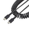 Kabel USB Złącze A USB C Złącze B USB C dł. 500mm Wytrzymały kabel ładujący USB-C - zwijany USB 2.0 kolor: Czarny