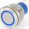 Vandal-proof pushbutton, 1 pole, silver, illuminated  (blue), 5 A/250 V, mounting Ø 22.2 mm, IP67, 1-2213772-9