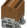 Distribution block, push-in connection, 0.14-2.5 mm², 12 pole, 17.5 A, 6 kV, brown, 3002971