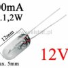 Żarówka 12V; 0,1A; miniaturowa biała; 1,2W; 5mm