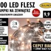 Kurtyna świetlna zewnętrzna FLESZ 100 LED lampki z gn. ciepły biały/flesz 9,9m dł. + 1,5m, łącz. max 5 kpl. 230V 6W IP44 25-468