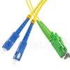 Patchcord światłowodowy jednomodowy E2000/APC-SC/UPC, 9/125, dupleks, włókno G652D, 2m