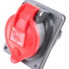 Red 3P+E panel/surface mount socket,16A