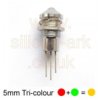 Tri-coloured 5mm LED in chrome bezel