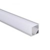 Profil LED kątowy kwadrat anod. aluminium 2m z kloszem, zaślepkami i uchwytami, dla taśm do 10mm