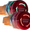 Emergency stop, rotary release, mounting Ø  22 mm, illuminated, red/green, 24 V, 1 Form A (N/O) + 1 Form B (N/C), BUTTON22NA-01