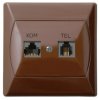 AKCENT Gniazdo komputerowo-telefoniczne RJ 45 kat. 5e (8-stykowe) + RJ 11 (6-stykowe) brązowy GPKT-A/K/24 OSPEL