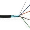 Kabel skrętka FTP (F/UTP), kat6, wewnętrzny, czarny, LSOH/LSZH, 4x2x26 AWG, 305m, linka