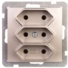 AS Gniazdo potrójne b/u 2,5A EURO satyna light GP-3G/m/45