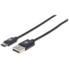 Manhattan 353298 USB-C to USB-A Cable, 1m, Male to Male, Black, 480 Mbps (USB 2