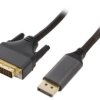 Kabel DisplayPort wtyk,DVI-D (24+1) wtyk, tekstylny, dł. przewodu: 1,8m CC-DPM-DVIM-4K-6