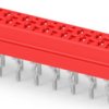 Socket header, 20 pole, pitch 1.27 mm, straight, red, 2-215079-0