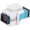 FO connector, SC simplex socket to SC simplex socket, OM3, multimode, ceramic, aquamarine, BS08-10212