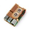 Obudowa justPi do Raspberry Pi 4B - aluminiowa z dwoma wentylatorami - złota