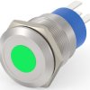 Vandal-proof pushbutton, 1 pole, silver, illuminated  (green), 5 A/250 VAC, mounting Ø 19.18 mm, IP67, 1-2213765-5