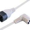 Extension cable, International, C14-plug, straight on C13 socket, angled, H05Z1Z1-F3G1.0 mm², white, 3 m, C14G-H05Z1Z1F3G100-C13