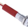 Lampka kontrolna do montażu panelowego 24V dc, czerwona 8mm Dioda LED migająca Chrom Końcówka lutownicza RS PRO