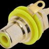 NYS367-4 RCA panel jack, gold, yellow colour ID ring