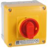 SK10-2.8210\OB11ZC Łącznik krzywkowy 10A, Rozłącznik 0-1 (45st), 4-biegunowy, w obudowie, czoło żółto-czerwone, IP65