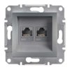 ASFORA Gniazdo komputerowe 2x kat.6 UTP bez ramki stal EPH4800162