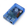 Obudowa do Raspberry Pi 4B z wentylatorem - niebieska, przezroczysta