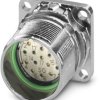 Surface mount socket, M23, 17 pole, solder connection, standard/ONECLICK quick locking system, straight, 1339337