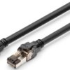 Patch cable, RJ45 plug, straight to RJ45 plug, straight, Cat 8.1, S/FTP, LSZH, 0.5 m, black, DK-1843-005