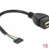 Kabel Delock USB 2.0 gniazdo pinowe 2,00 mm 5 pin - gniazdo USB 2.0 typu A 15 cm
