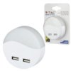 Lampka Nocna Do Gniazdka Z 2X Usb 10Lm 3000K, Chip Samsung Ip20 Ww V-Tac...