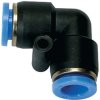 Złączka pneumatyczna wtykowa kątowa do węża fi 10 mm, tworzywo sztuczne