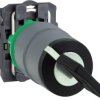 Toggle switch, 2 positions, unlit, groping, 1 Form A (N/O), waistband round, black, front ring gray, 90°, mounting Ø 22.5 mm, XB